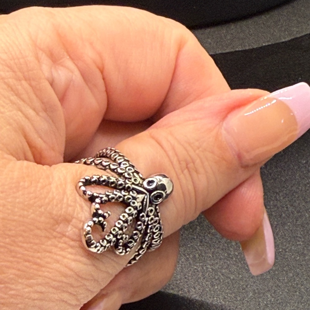 Silver Octopus Ring size adjustable 10